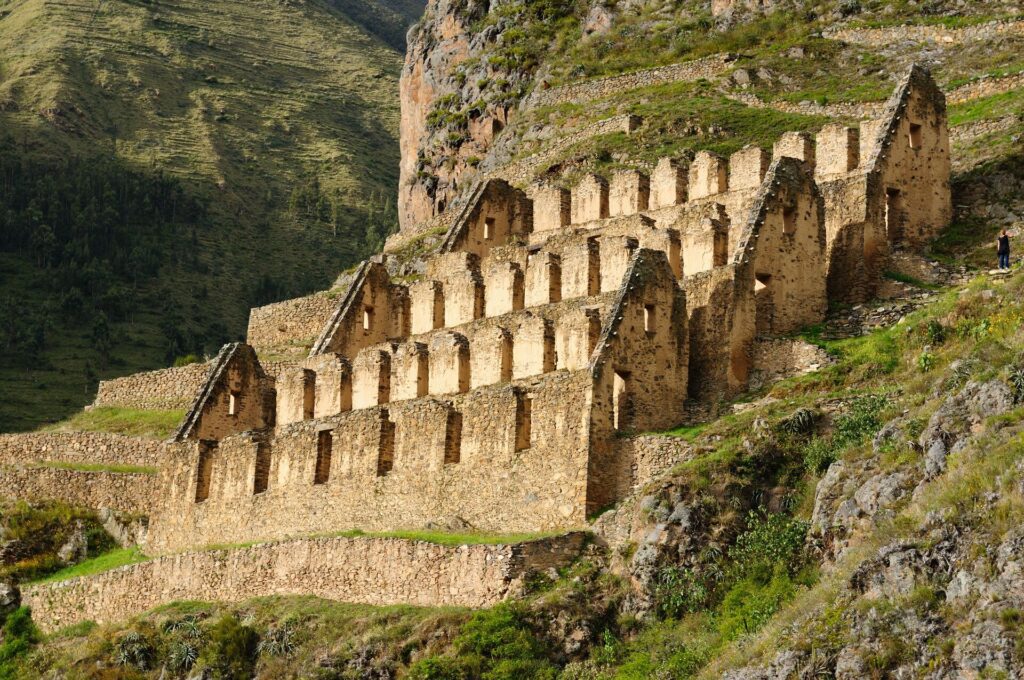 Ollantaytambo ruins on a mountain side