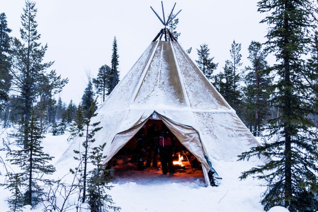Tipi amongst snow