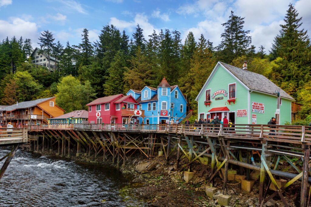 A Block of Fourth Avenue in Fairbanks Along Creek Street, Downtown of Ketchikan