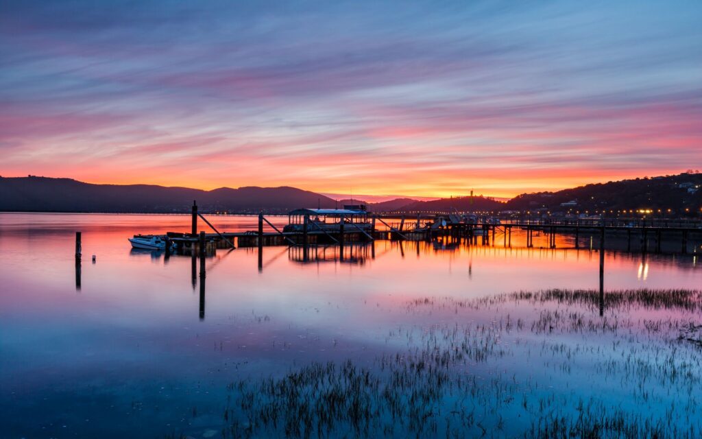 Sunset over Knysna Lagoon, Garden Route, Western Cape,