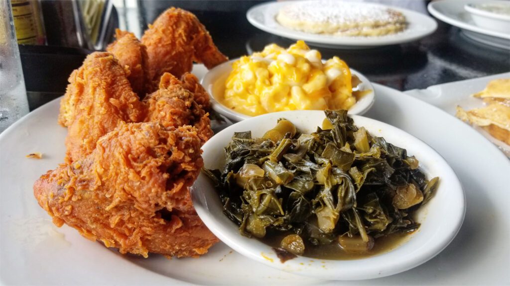 Fried Chicken with Collard Greens