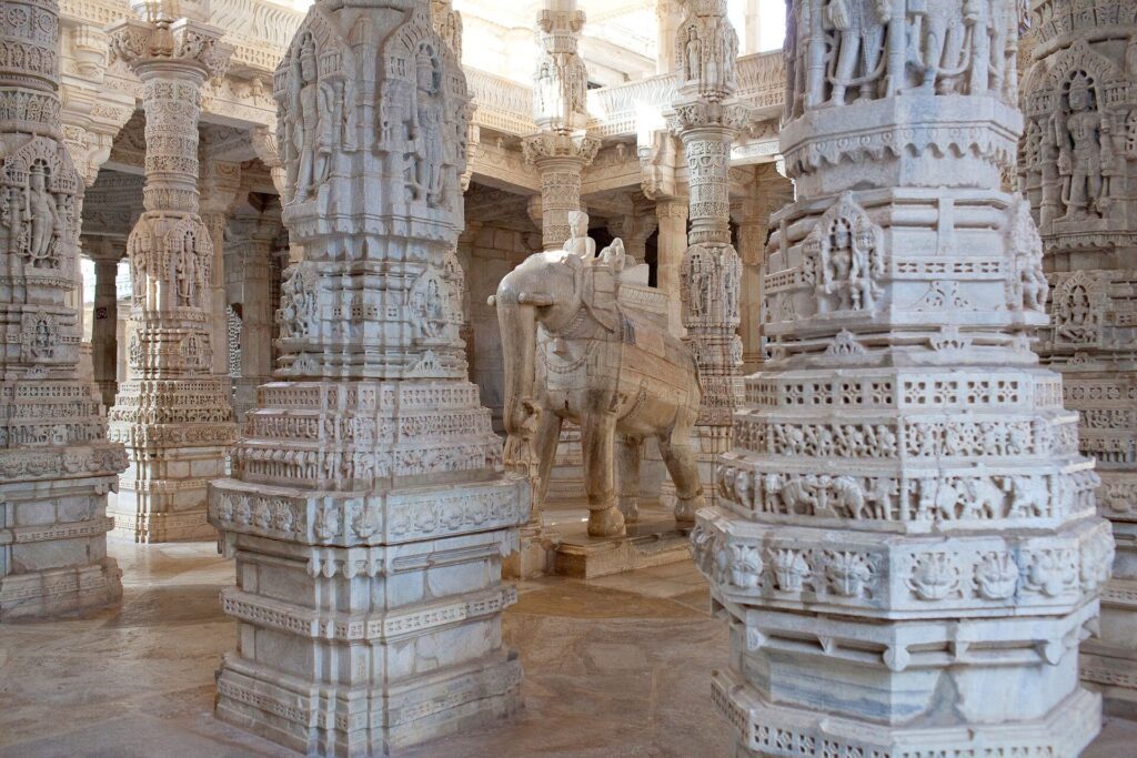 temple with white marble carvings