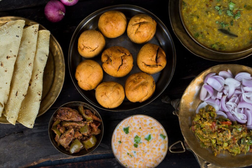 Spread of Rajasthani Cuisine including Dal Baati
