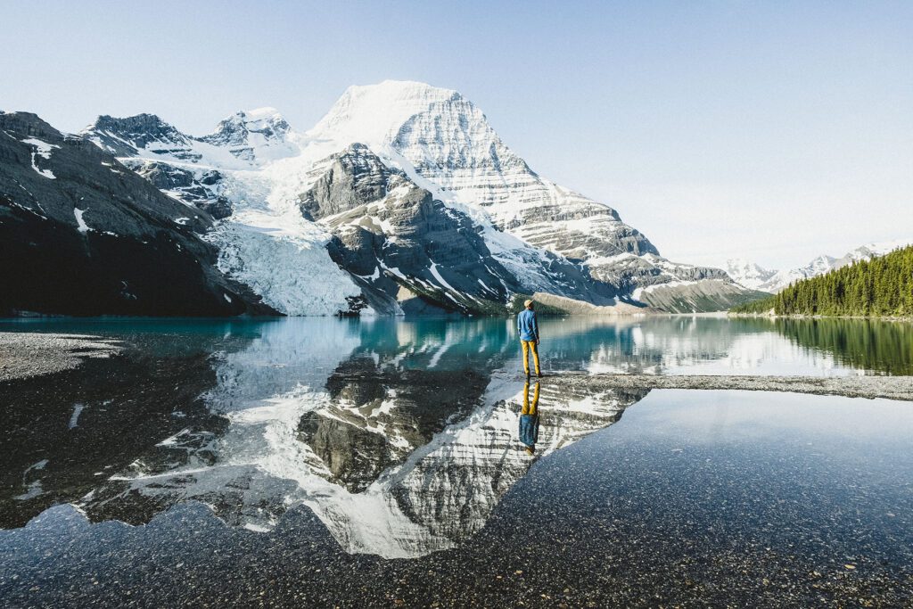 Man standing in front of a mountain