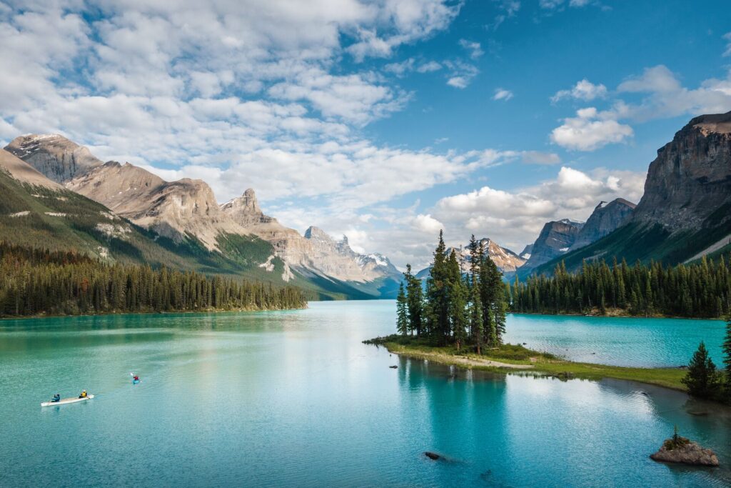 Spirit Island on Maligne Lake in Jasper National Park