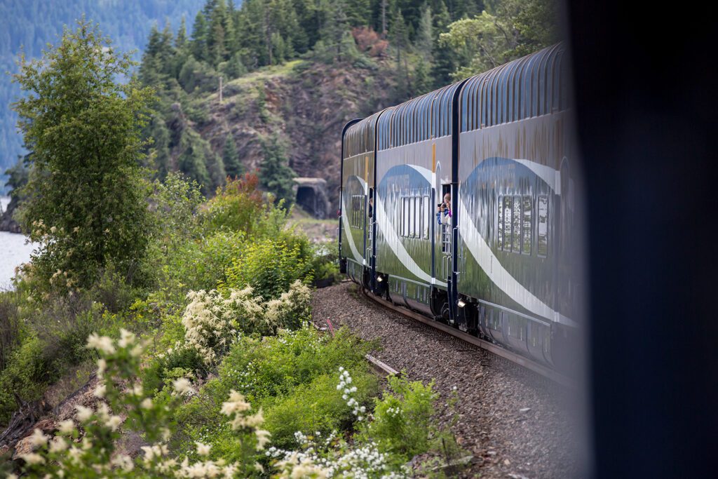 Rocky mountaineer train along First Passage to the West route