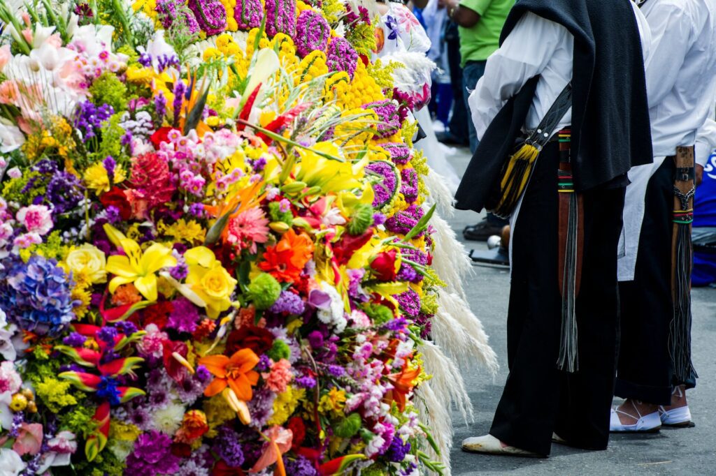 Feria de las Flores - Silletero man in the middle of the flowers
