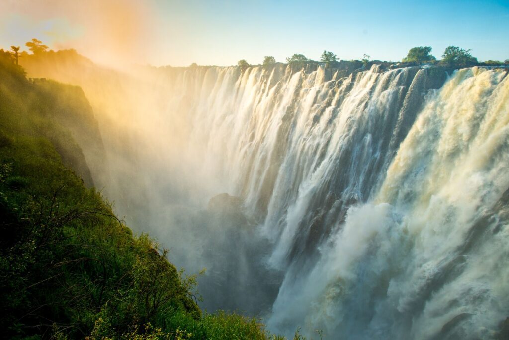 Sunset haze over Victoria Falls