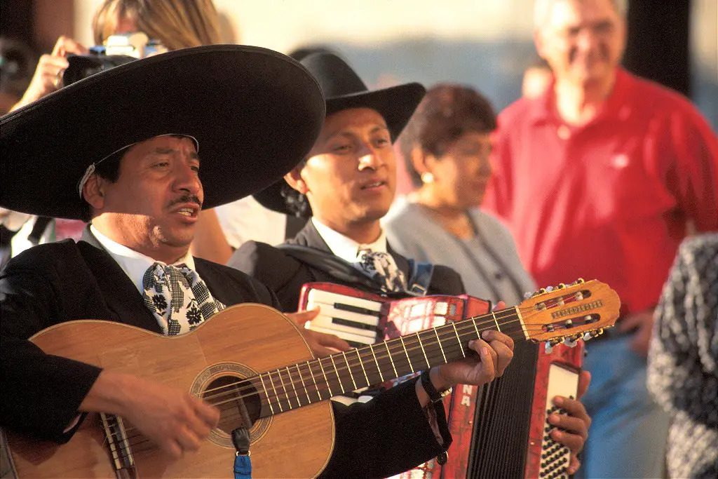 Mariachi playing the guitar and accordion in Mexico