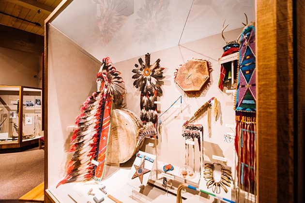 A display of Native American items in a museum