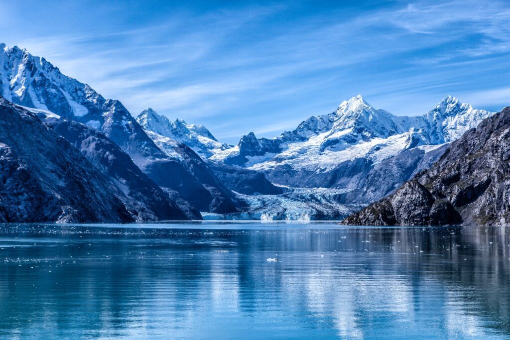 Coastline with mountains and glaciers
