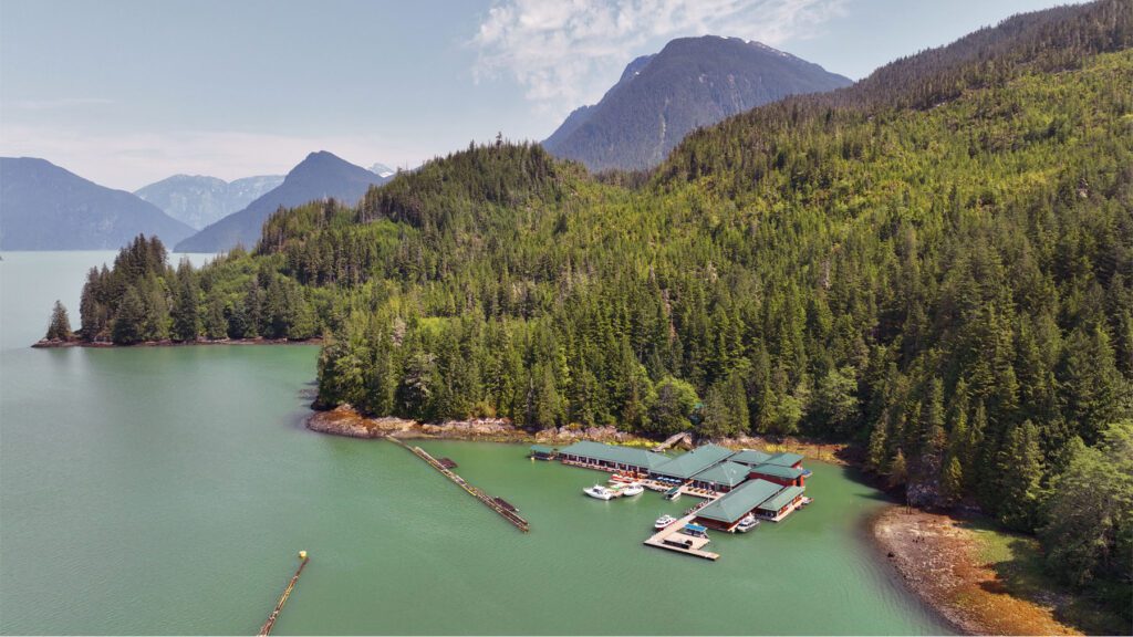 Lodge over water in the forest
