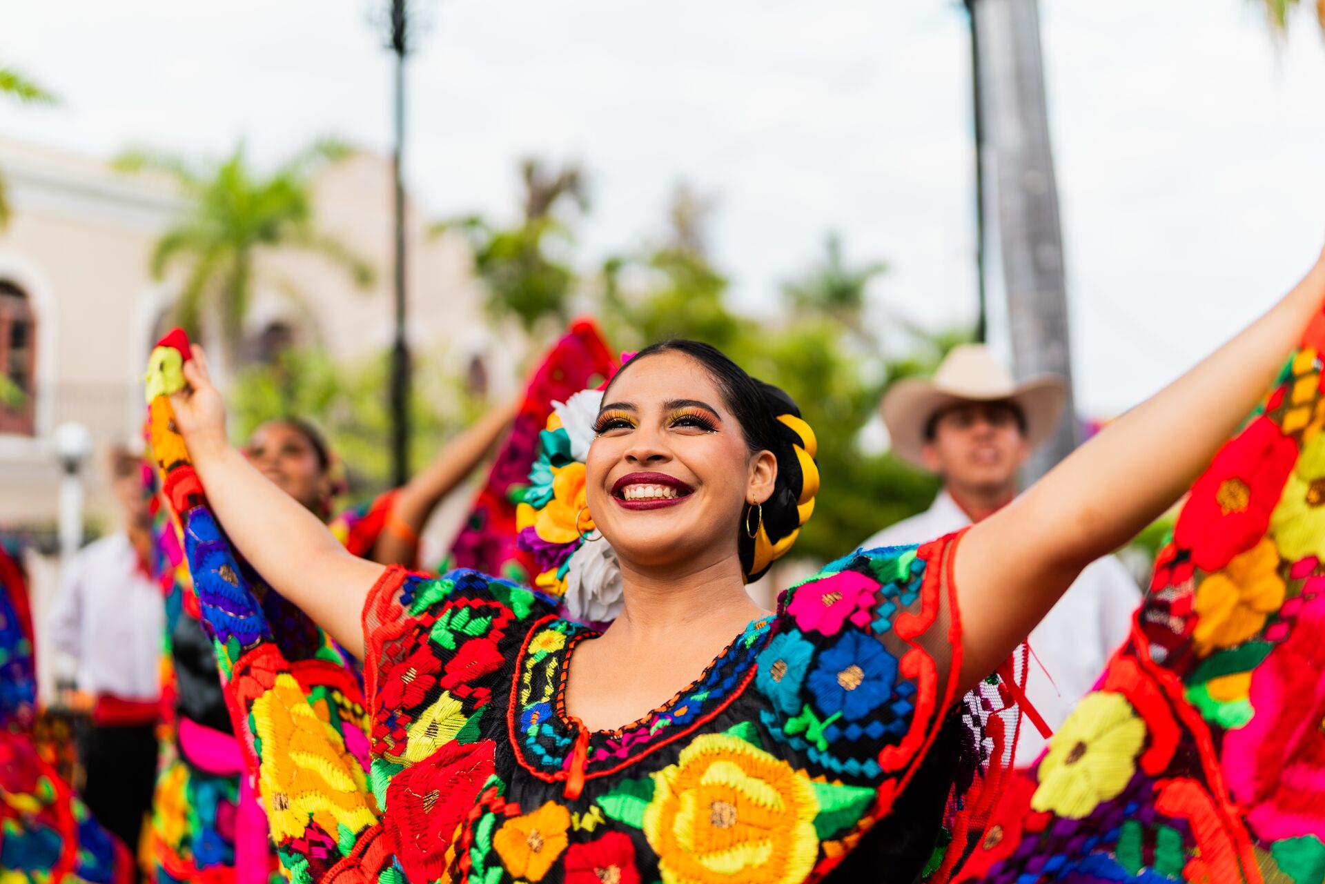 Mexico Young Chiapaneca (Traditional Mexican Dancer) Dancing Outdoors