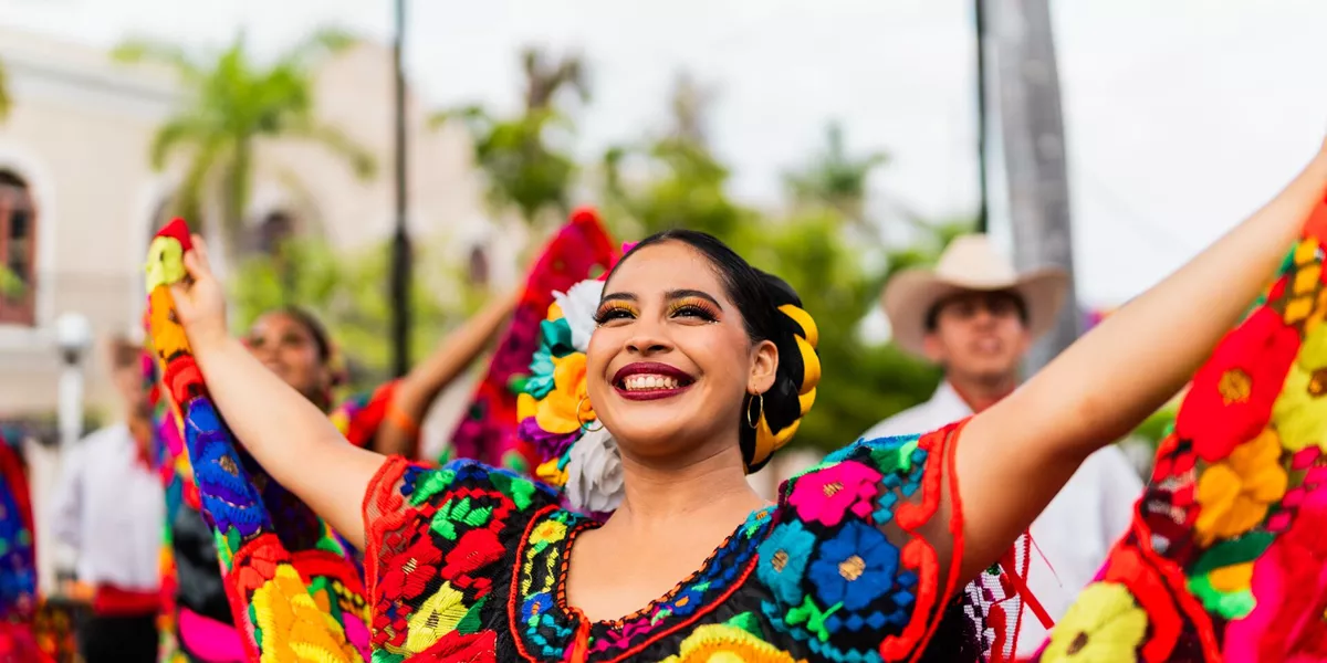 Mexico Young Chiapaneca (Traditional Mexican Dancer) Dancing Outdoors