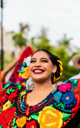 Mexico Young Chiapaneca (Traditional Mexican Dancer) Dancing Outdoors