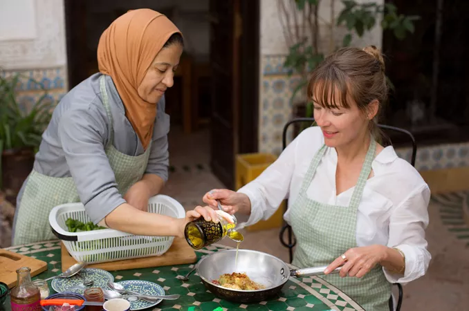 Morocco Marrakech Woman Enjoying Individual Cooking Class