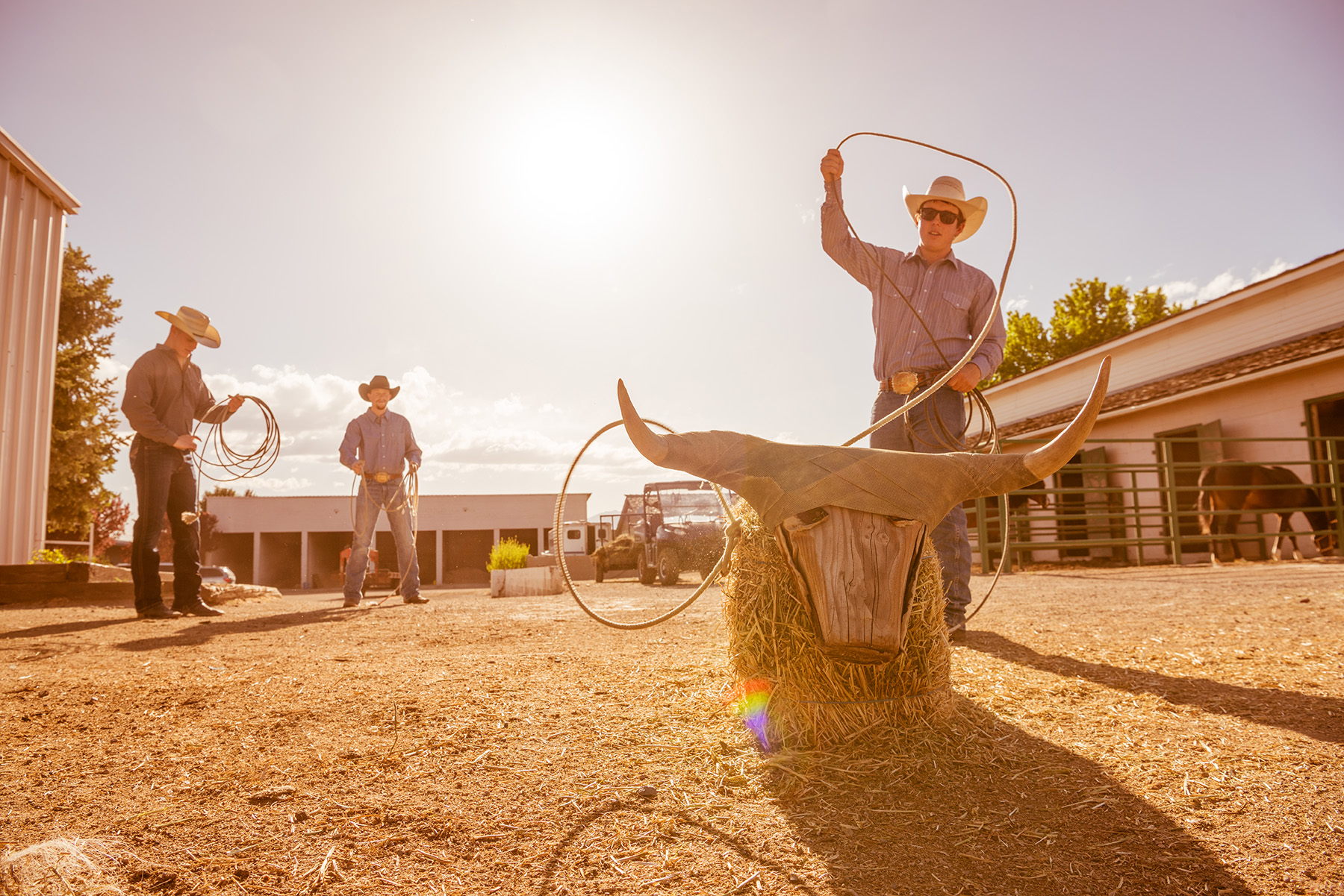 Cowboys Praticing Lassoing