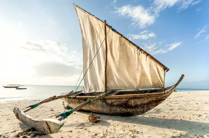 A Dhow Sailboat on a beach