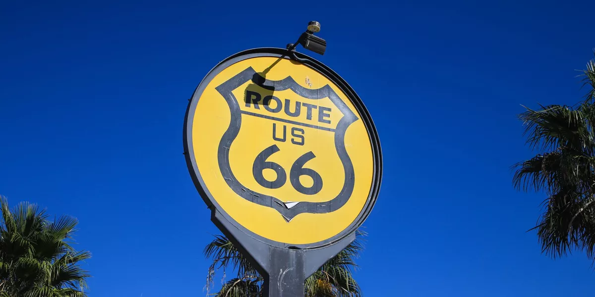 Yellow Route 66 Sign
