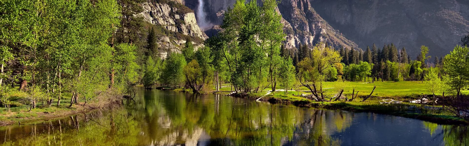Reflections Of Yosemite Falls On The Merced River