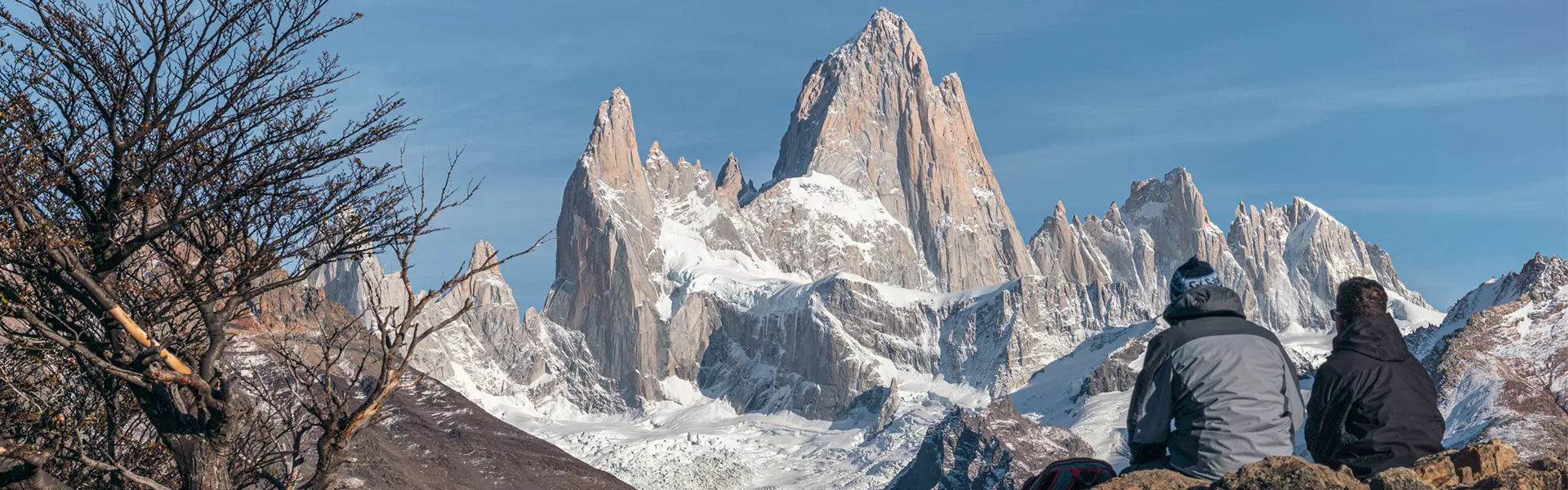 Travellers looking on Patagonia mountains