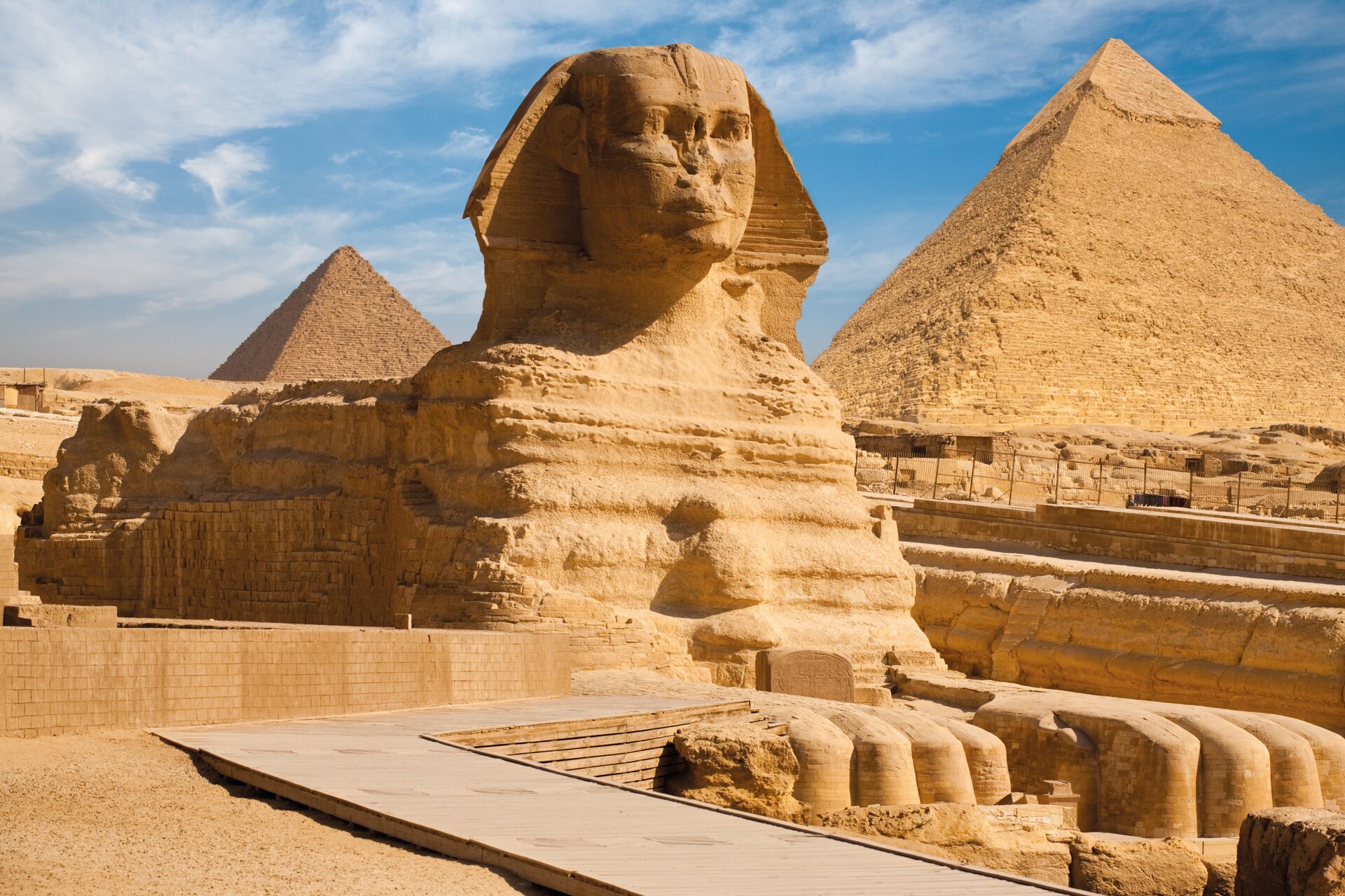 Full Sphynx Profile in front of Giza Pyramid