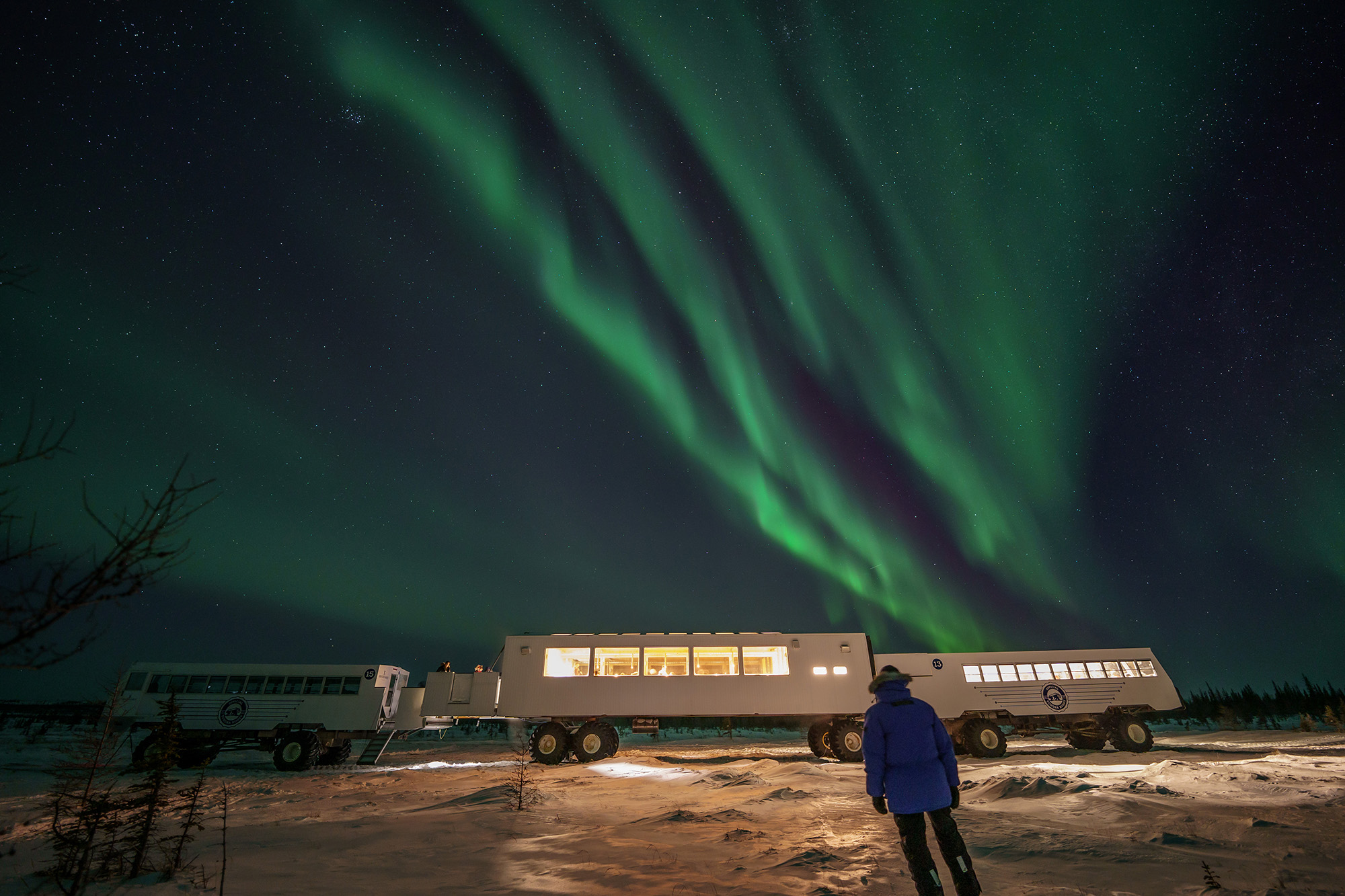 Northern Lights above a portable diner