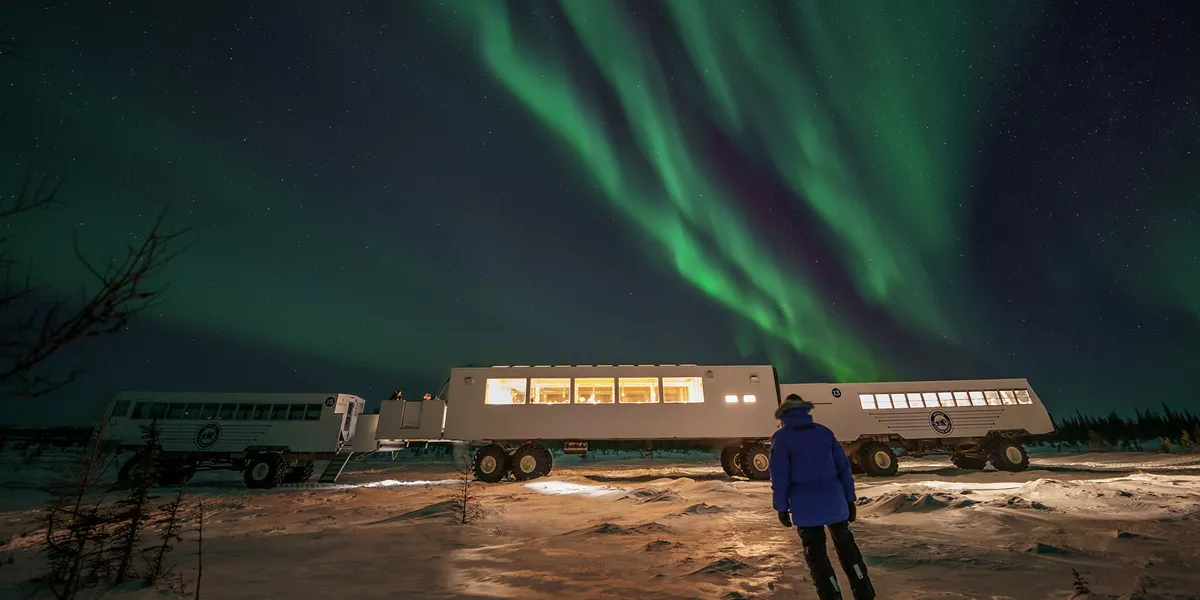 Northern Lights above a portable diner