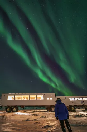 Northern Lights above a portable diner